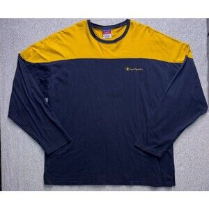 Vintage Champion Color-Block Long-Sleeve Tee Mens XL